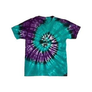 Jade Violet Tie Dye Shirt - Kids Tie-Dye | Toddler 2T-5T & Youth XS-XL | Handmade Spiral Tie Dye in Ultra Violet, Jade Green and Black