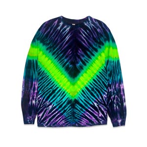 Hand-Dyed Vee Pattern Tie Dye Long Sleeve Cotton Shirt