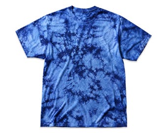 Midnight Crystal Tie-Dye Shirt: Sapphire Indigo Scrunch Pattern