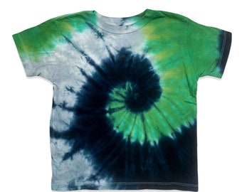 Hand-Dyed Toddler Spiral Tie Dye Shirt - Wasabi Green, Mist Gray, and Black Colors - Cool toddler clothing - Unisex shirt 2T 3T 4T 5T