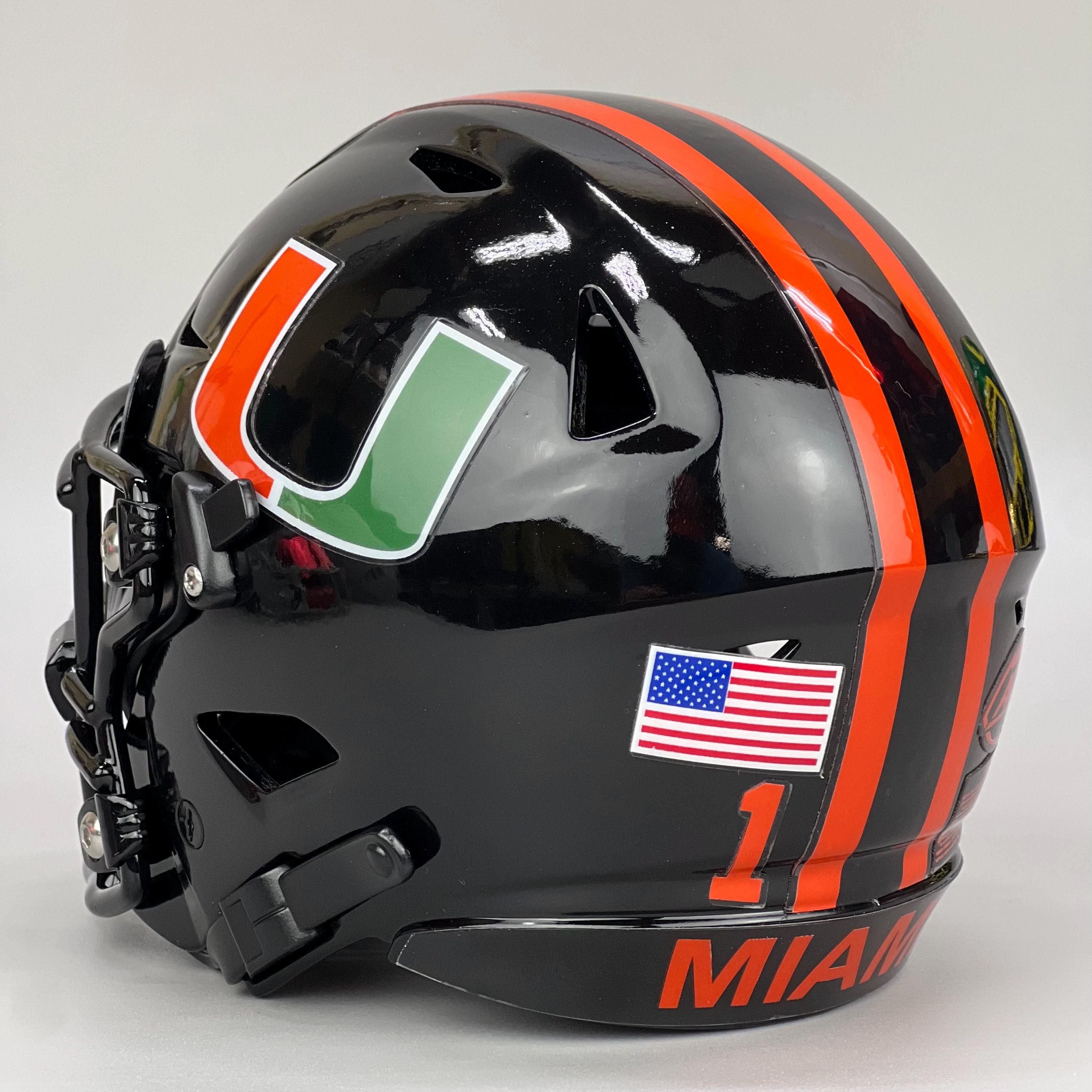 Mini Speedflex 3D Printed Miami Hurricanes Cam Ward Riddell Speedflex Mini Helmet With ...