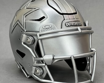 3D Printed Dallas Cowboys Brushed Stainless/Pewter Riddell Speedflex Mini  Helmet Custom Mask