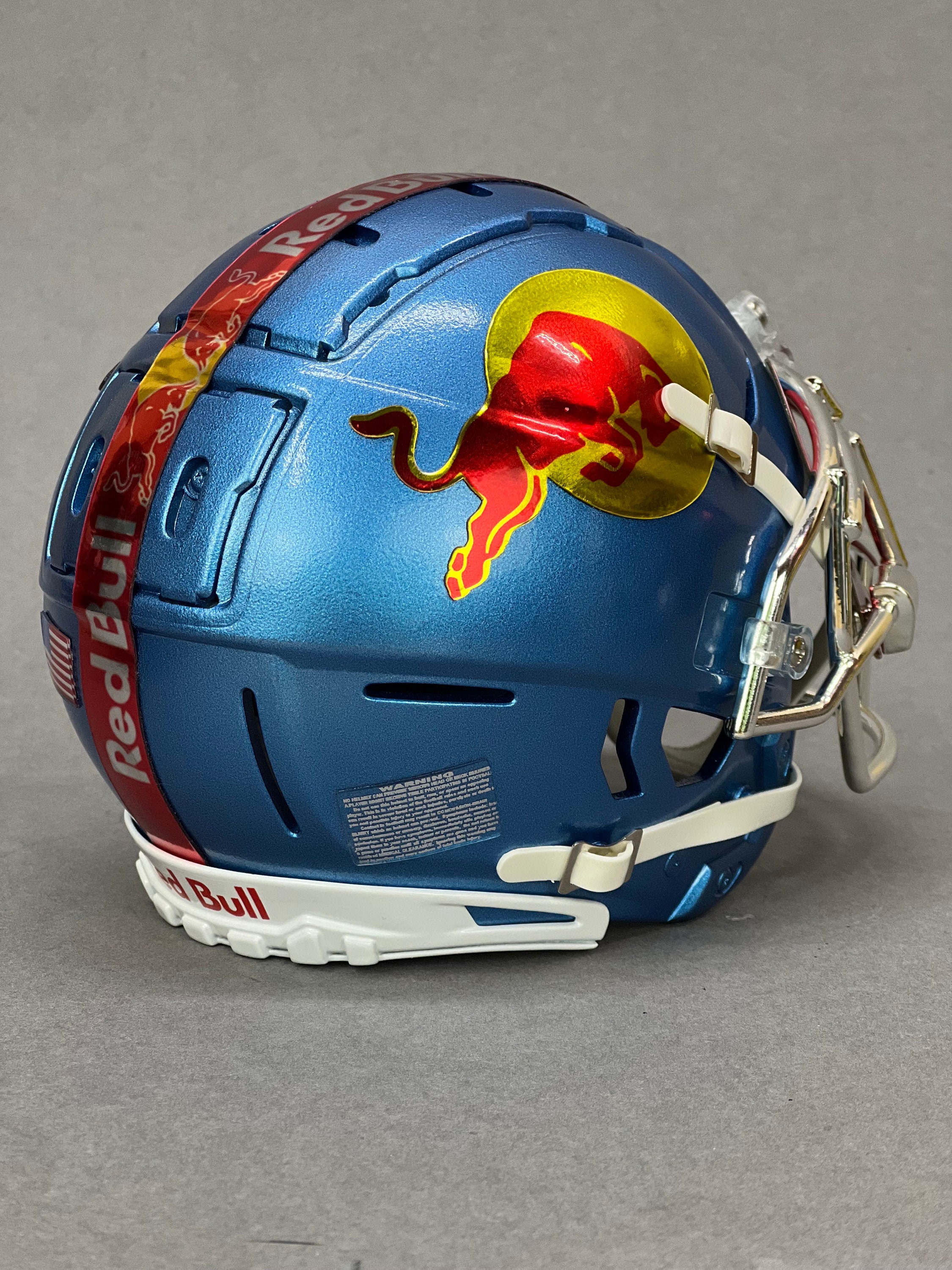 bull ring football helmet 3D Printed Sugar-free Red Bull Themed Schutt F7 Mini Helmet With Chrome  EGOP-NB Facemask and Custom Oakley Visor