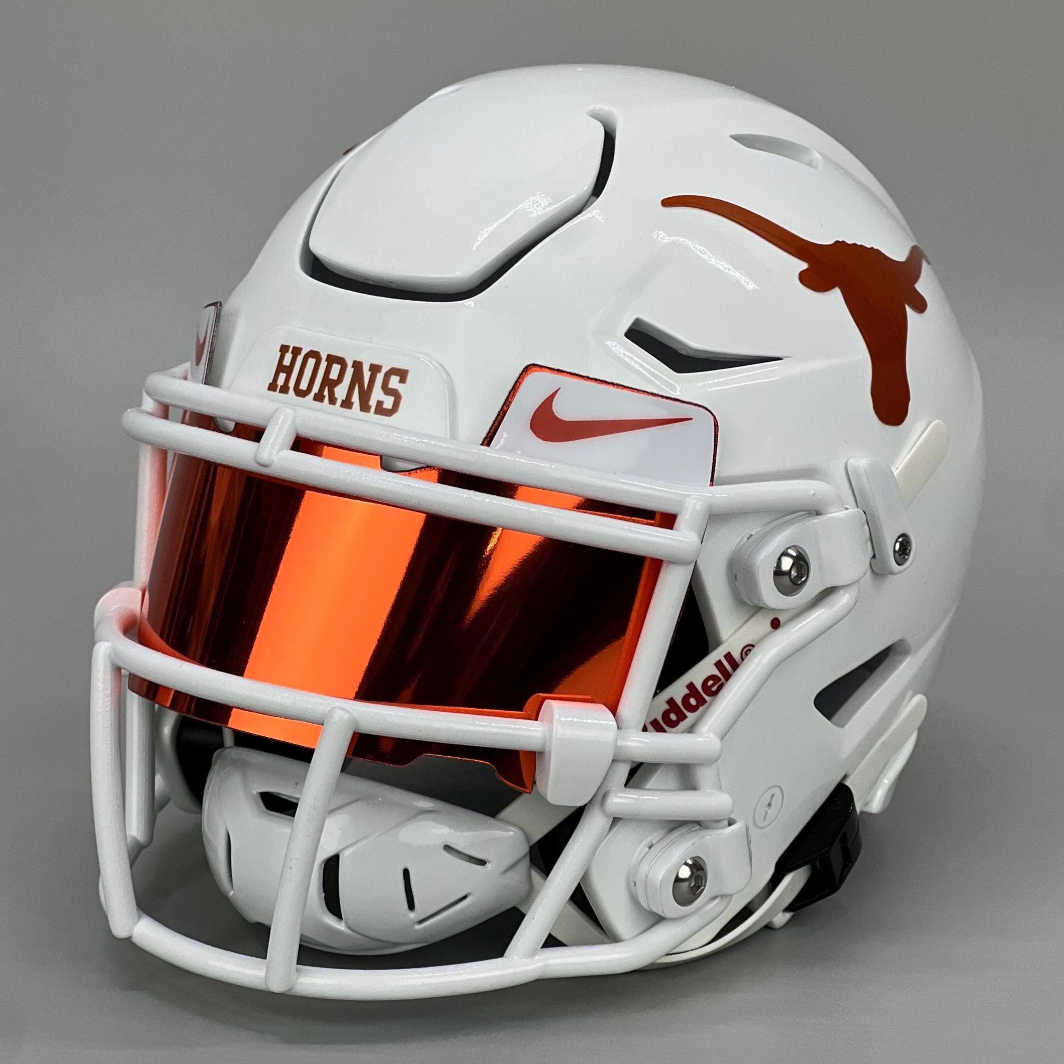 custom football helmet horns on front Texas Longhorns College Collectible Mini | Picture Inside Riddell Speed Mini Helmet and Mask with High Quality Decals Boise State Broncos debut "Front