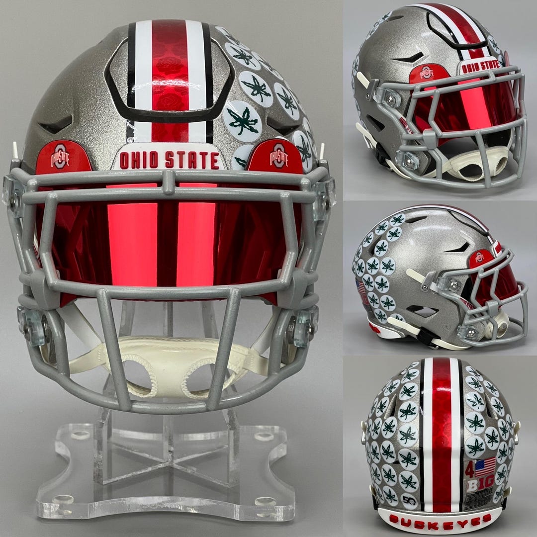 thumbnail interactive-video image 1 of 3D Bumpers – Ohio State Buckeyes Flex Set For Full Size Football Helmet (Team Issue Style) 1 of 6