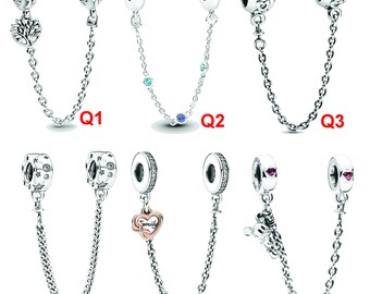 Safety Chain Charm , Fit Pandora Bracelet and Necklace , S925 Silver Plated Good Quality , good selection