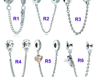 Silver Plated Safety Chain Charm , Fit Pandora Bracelet and Necklace ,  good selection Charms
