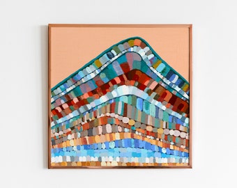 Earthy wall art print, landscape print, Australian art, contemporary art, wall decor, rainbow wall art, boho print, colourful art, line art