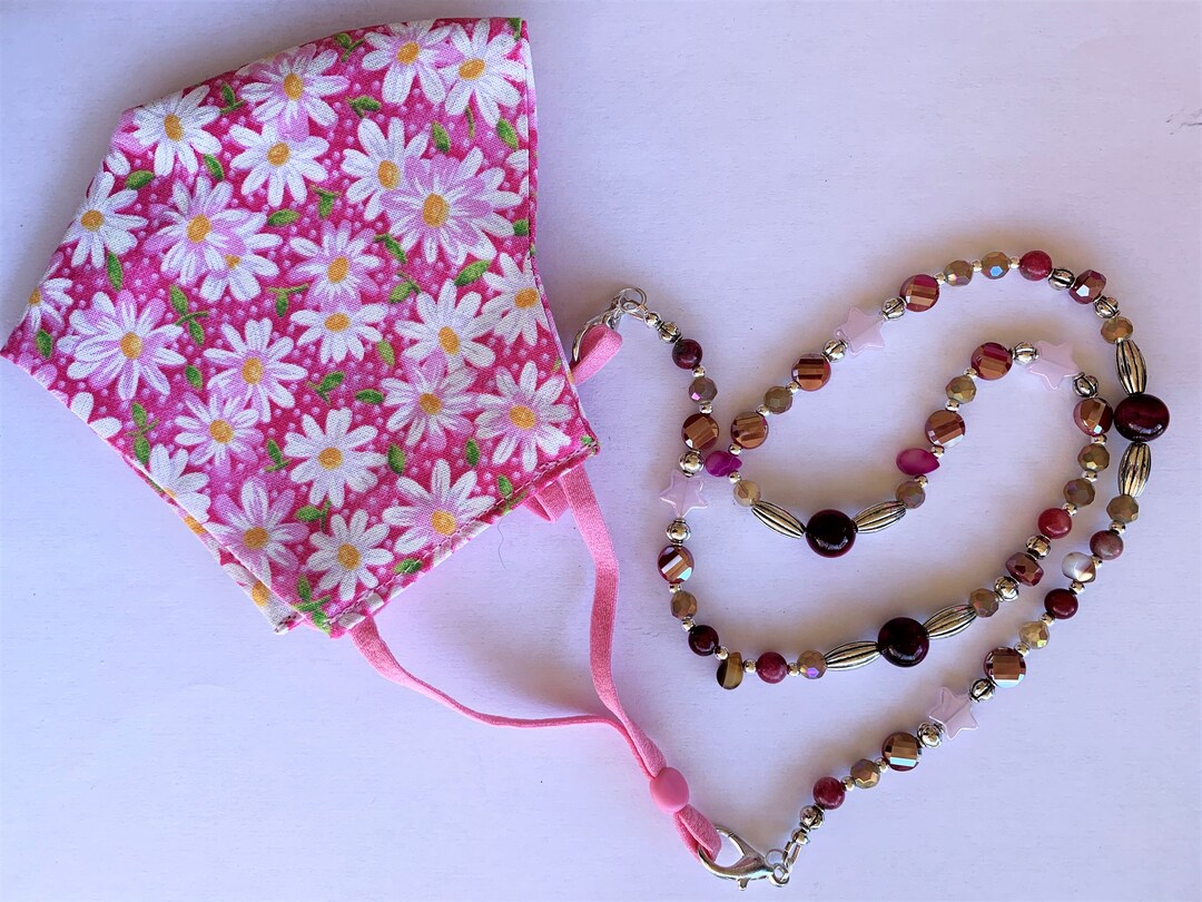 Face Mask Chain Holder Face Mask Lanyard Rhodonite Shell Etsy