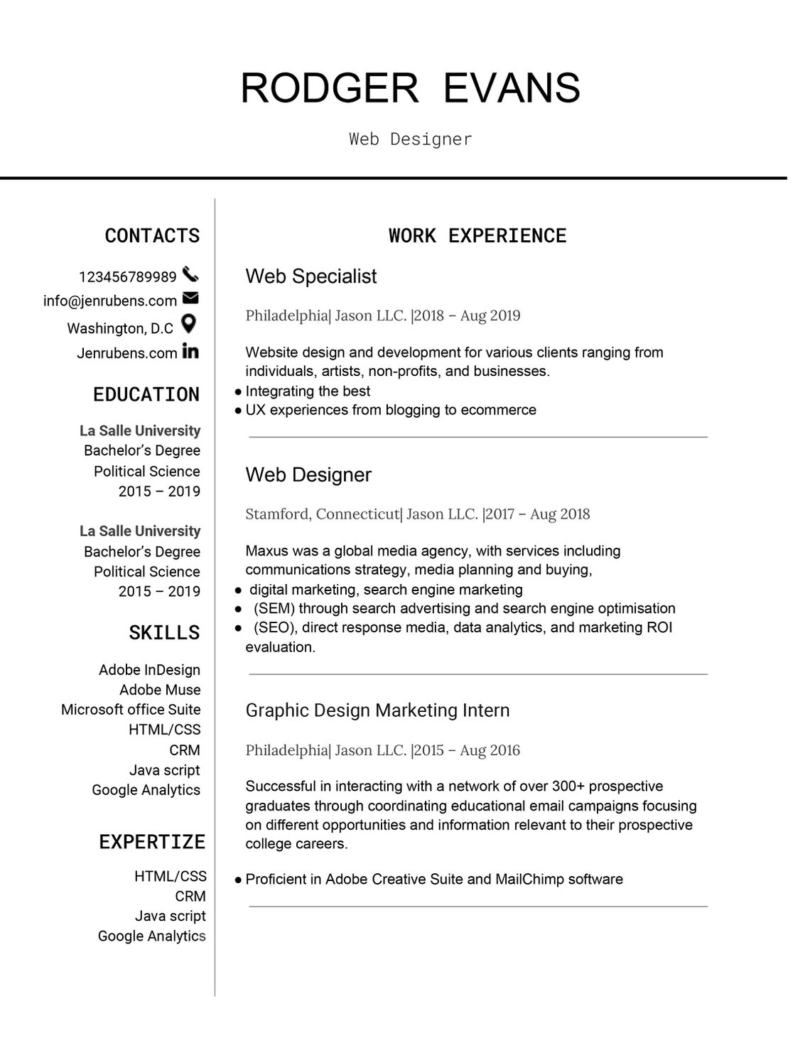 resume examples google