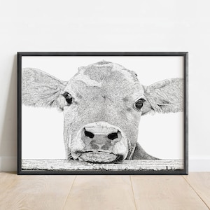 Cow Art Print | Hand Drawn With A Million Little Dots