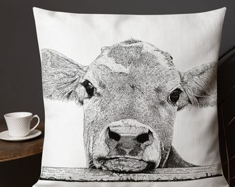 Cow Throw Pillow | MULTIPLE SIZES AVAILABLE |Hand Drawn With A Million Little Dots