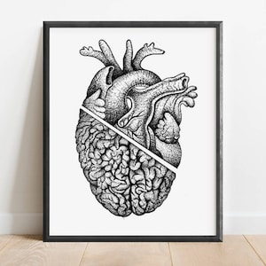 Heart/Brain Art Print | Hand Drawn With A Million Little Dots