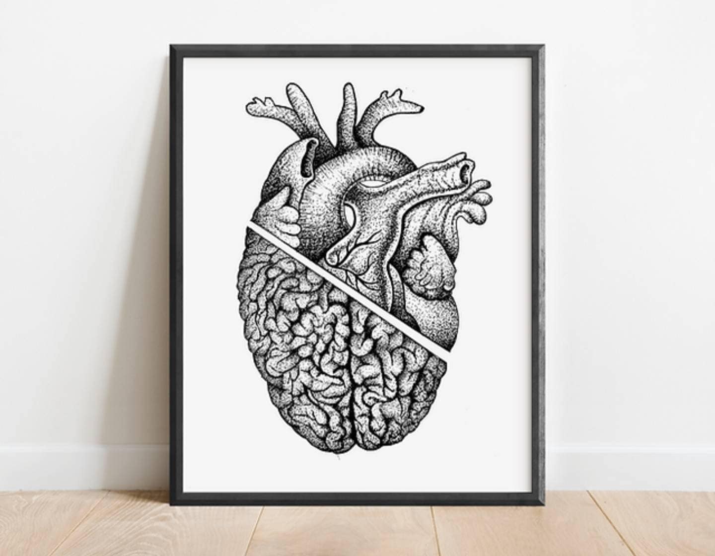 絵画 Braving heart Heart/brain Art Print | Hand Drawn With A Million Little