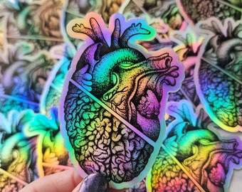 Holographic Heart/Brain Sticker