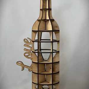 Decorative Wooden Wine Bottle - Love