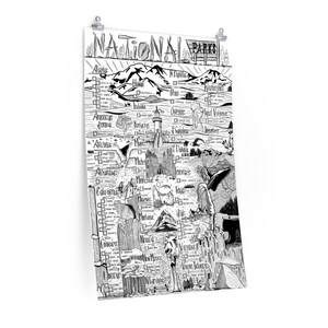 National Park Checklist, Nature Lover, Explorer, Hiker, Traveler, Wall Decor: Poster