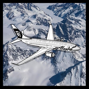 Airplane, 737, Salmon, Boeing, Alaska: Sticker