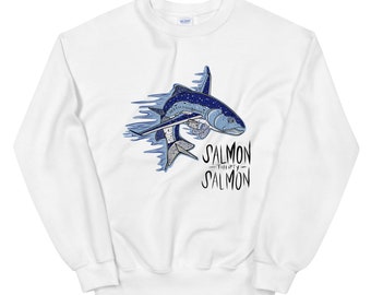 Salmon Thirty Salmon: Unisex Sweatshirt, 737 Fish Plane, 737 Boeing Sweatshirt, Salmon Sweatshirt