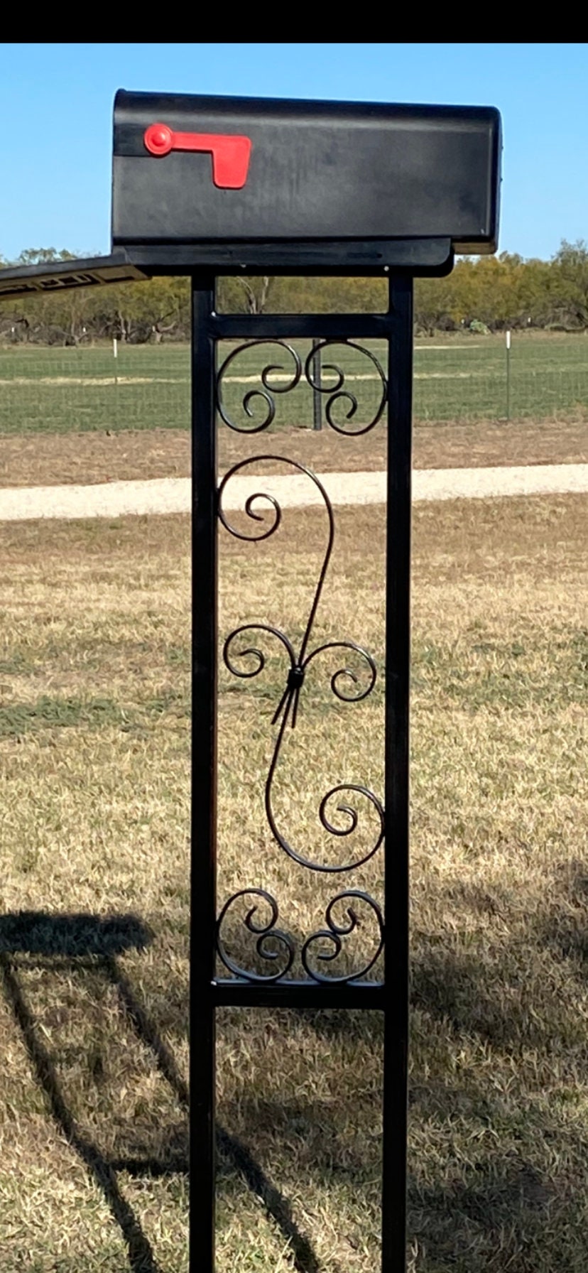 4 Corner S steel mailbox stand with scrollwork Etsy