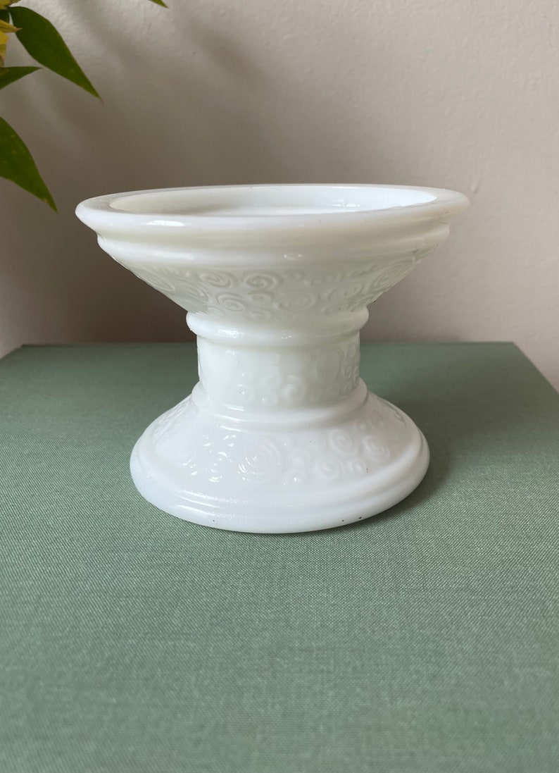 Vintage Milk Glass Candle Holder Etsy