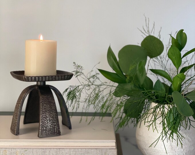 Wrought Iron Pillar Candle Holder Etsy