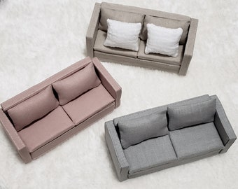 1:12 Dollhouse Miniature Furniture Vintage Double Sofa Armchair Couch Decor TAF