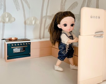 SMEG 2-Door Retro 1:12 doll's Refrigerator