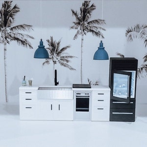 Modern dollhouse kitchen refrigerator 1:12 scale