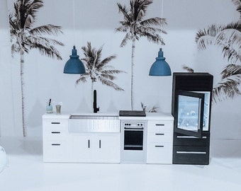 Modern dollhouse kitchen refrigerator 1:12 scale