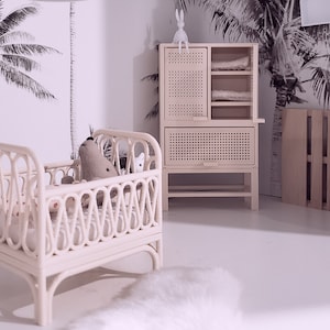 Rattan Mouse crib dollhouse miniatures 1:12 scale