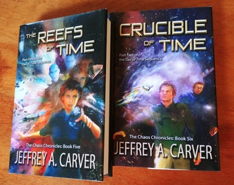 Autographed Hardcovers - The Reefs of Time / Crucible of Time - by Jeffrey A. Carver