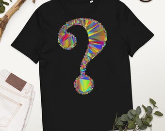 Unisex ekologisk t-shirt med ribbad halsringning, Frågetecken och Kunskap