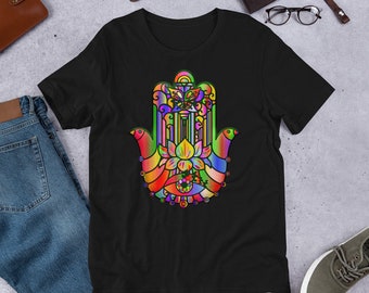 Spirituelle Hamsa Hand von Fatima Kurzarm Unisex T-Shirt