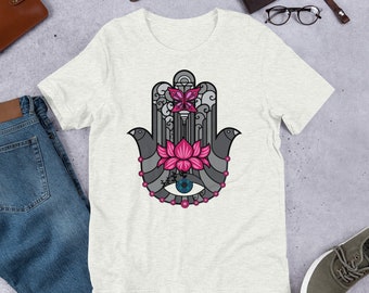 Spirituelle Hamsa Hand von Fatima Kurzarm Unisex T-Shirt