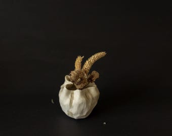 Pequeño jarrón de cerámica hecho a mano con flores secas / Mini jarrón de cerámica / Regalo sostenible