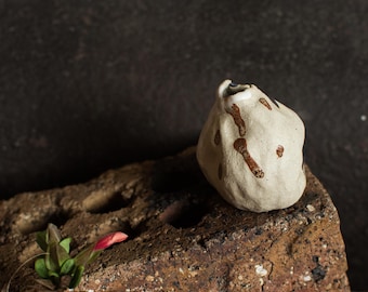 Pequeño jarrón de cerámica hecho a mano con flores secas / Mini jarrón de cerámica / Regalo sostenible