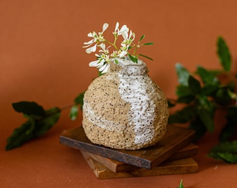 Pequeño jarrón de cerámica hecho a mano con flores secas / Mini jarrón de cerámica / Regalo sostenible