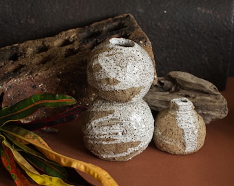 Pequeño jarrón de cerámica hecho a mano con flores secas / Mini jarrón de cerámica / Regalo sostenible