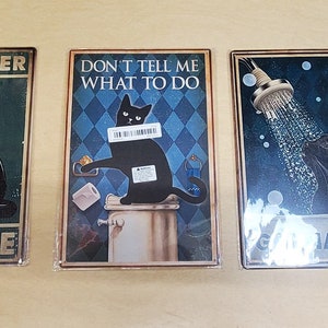 8" x 12" Tin Cat Prints "Get Naked" "Remember to Wipe" "Don't Tell Me What to do