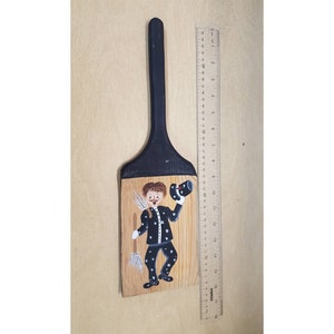 51" Painted Paddle Oven Black and White Character