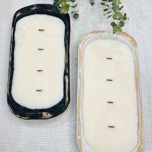 Dough Bowl Soy Wax Candle | 4 Wooden Wicks | Black Dough Bowl | White Dough Bowl