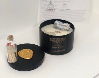 Crystal Candle | No. 04 | Energy and Purify | Soy Wax | Wooden Wick Candle | Blue Kyanite and Clear Quartz