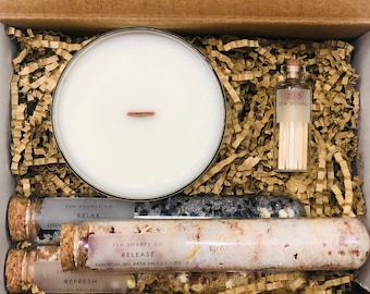 Small Bath and Beauty Gift Box | Candle and Bath Salts | gift box for her | Spa and Relaxation