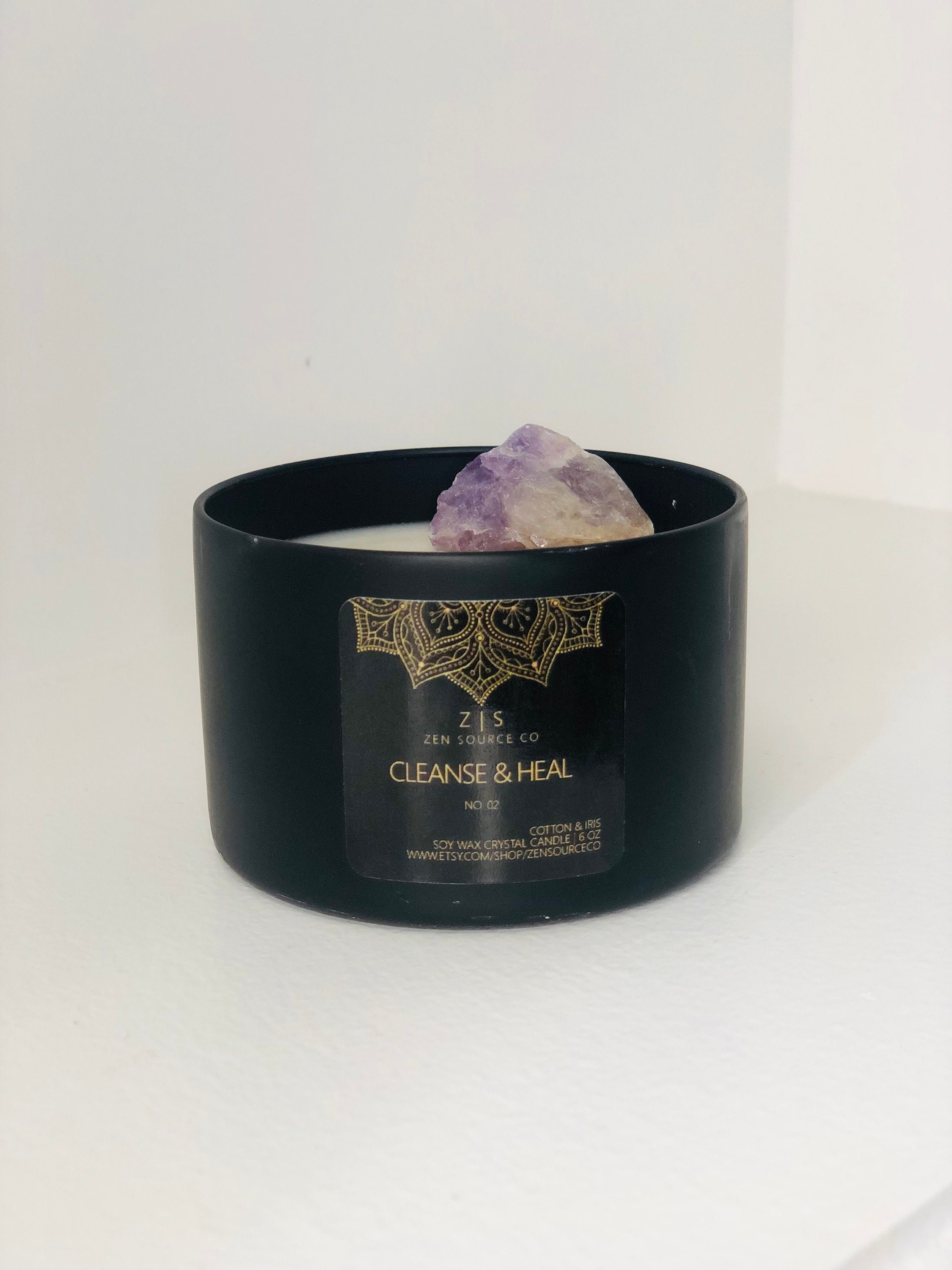 Crystal Candle | No. 02 | Cleanse & Heal | Soy Wax | Wooden Wick