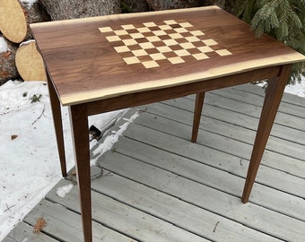 Live Edge Walnut Chess Table