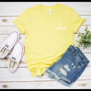 Happy Smiley Face Shirt, Positive Vibes, Cute Pastel Color, Yellow Smiling Shirt, Smiling Emoji Shirt, Happy Smile Shirt, Optimistic Shirt