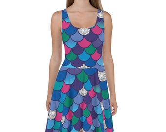 Rainbow Fish Scales Skater Dress