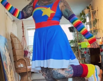 Rainbow Girl Skater Dress