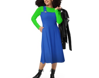 Green Video Game Man long sleeve midi dress